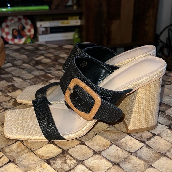Chunky Block Mule Heels with Buckle - Picture 3 of 5